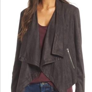 Cupcakes and cashmere suede drape front jacket